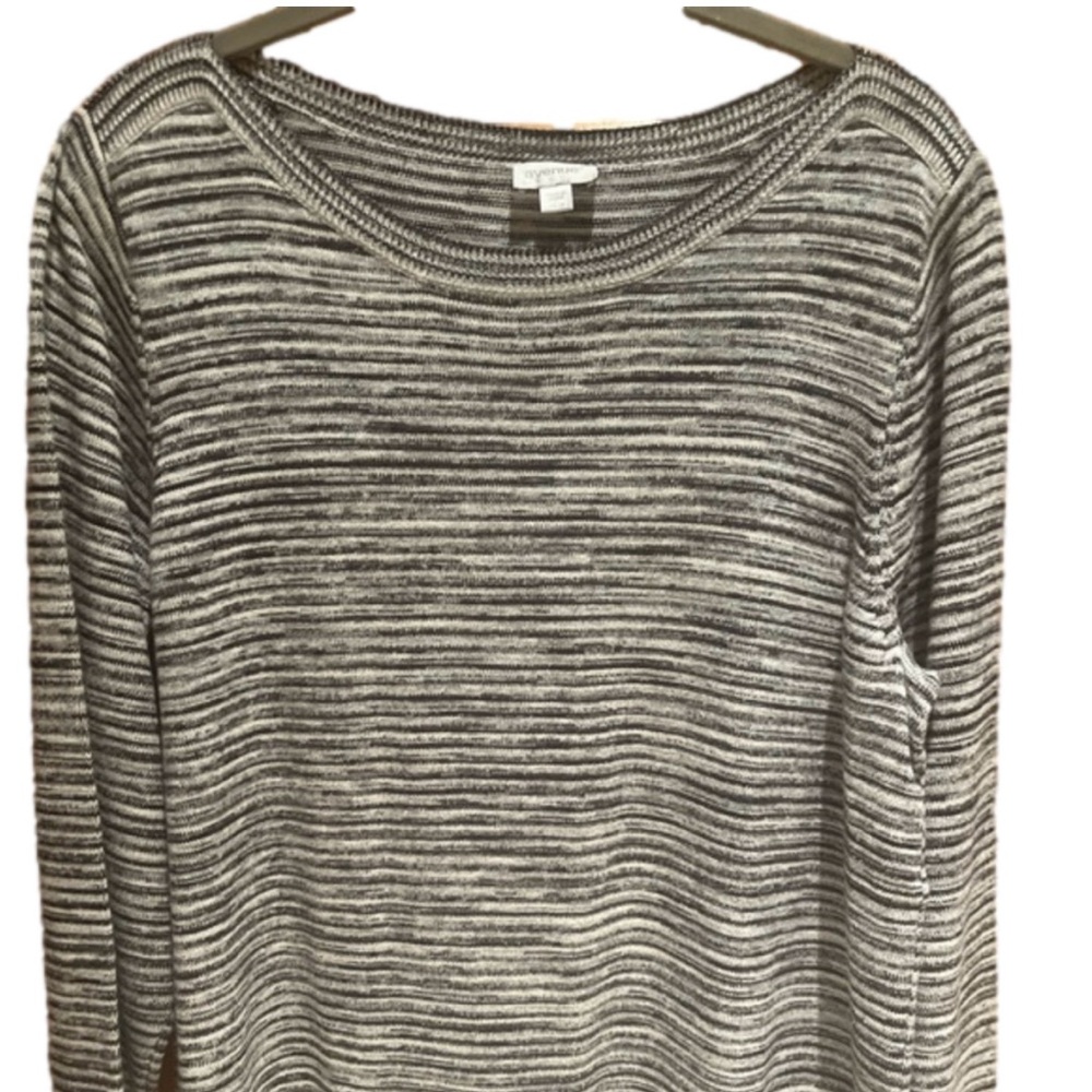 Avenue Black and White Striped Sweater
